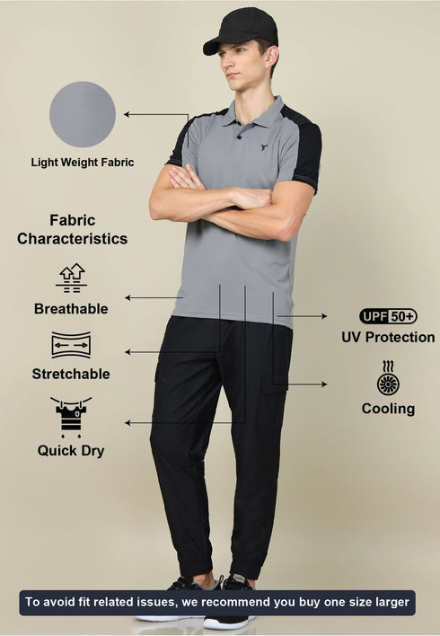 Men Colorblock Relax Fit Polo T-shirt with TECHNO COOL+