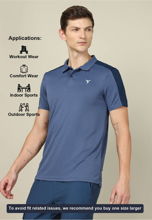 Men Colorblock Relax Fit Polo T-shirt with TECHNO COOL+
