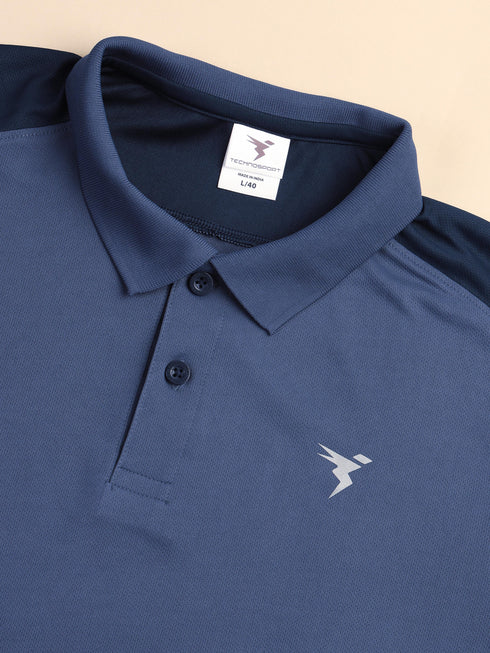 Men Colorblock Relax Fit Polo T-shirt with TECHNO COOL+