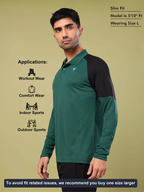 Men Colorblock Slim Fit Polo T-shirt with TECHNO COOL+