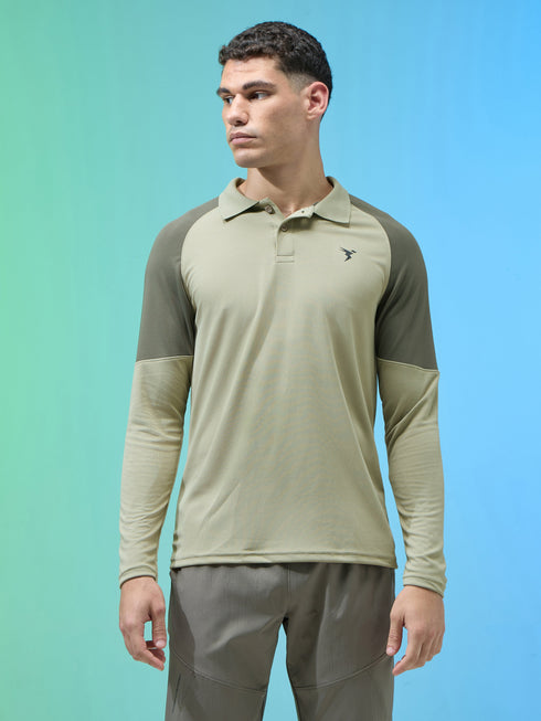 Men Colorblock Slim Fit Polo T-shirt with TECHNO COOL+