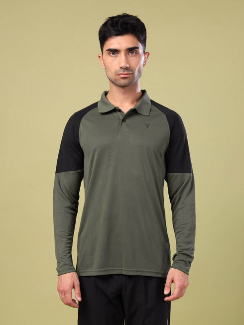 Men Colorblock Slim Fit Polo T-shirt with TECHNO COOL+