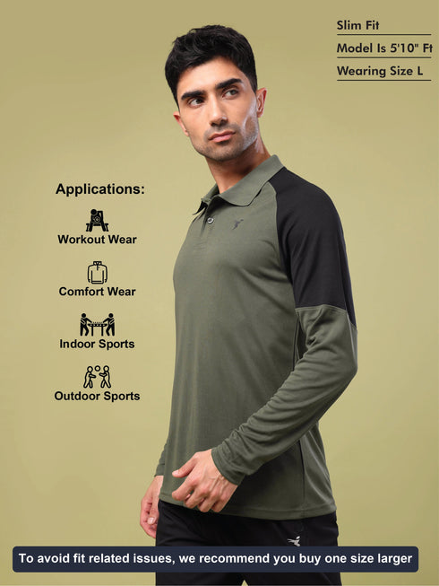 Men Colorblock Slim Fit Polo T-shirt with TECHNO COOL+