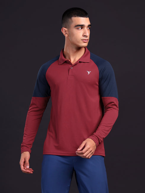 Men Colorblock Slim Fit Polo T-shirt with TECHNO COOL+