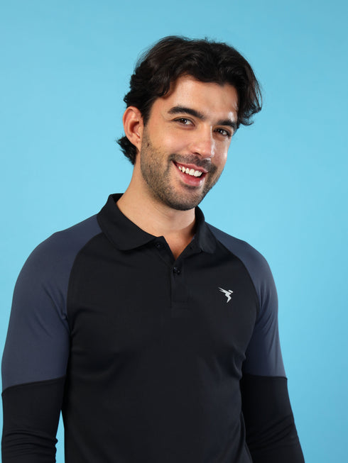 Men Colorblock Slim Fit Polo T-shirt with TECHNO COOL+