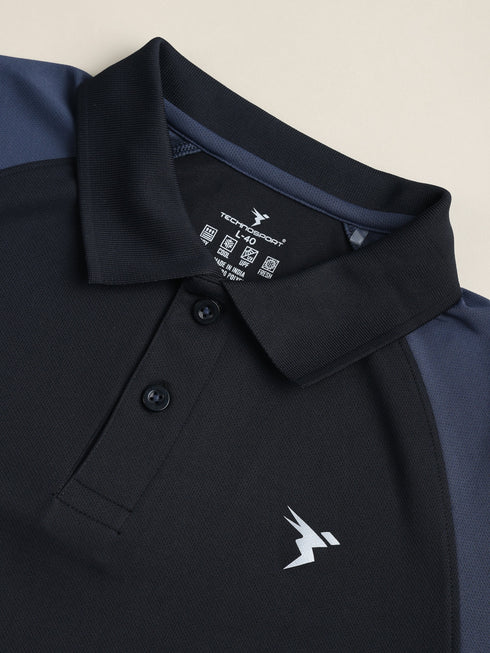 Men Colorblock Slim Fit Polo T-shirt with TECHNO COOL+