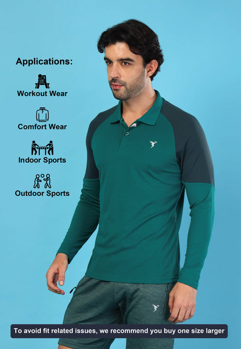 Men Colorblock Slim Fit Polo T-shirt with TECHNO COOL+