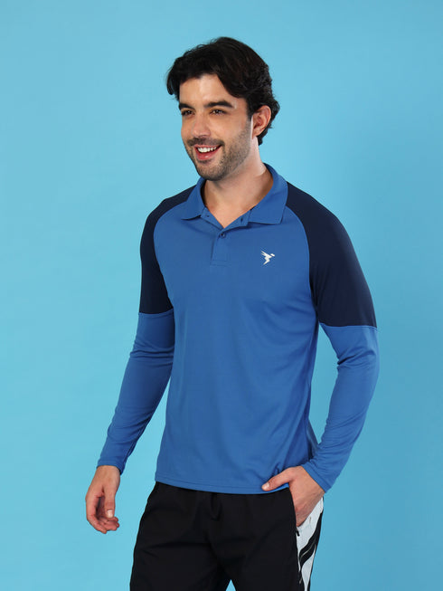 Men Colorblock Slim Fit Polo T-shirt with TECHNO COOL+