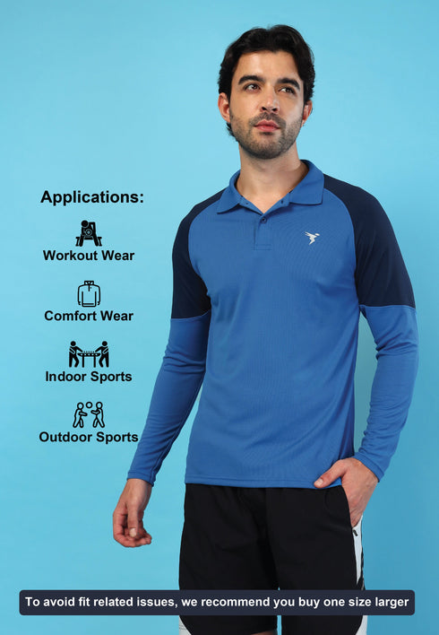 Men Colorblock Slim Fit Polo T-shirt with TECHNO COOL+