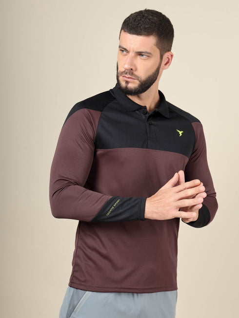 Men Colorblock Slim Fit Polo T-shirt with TECHNO COOL+