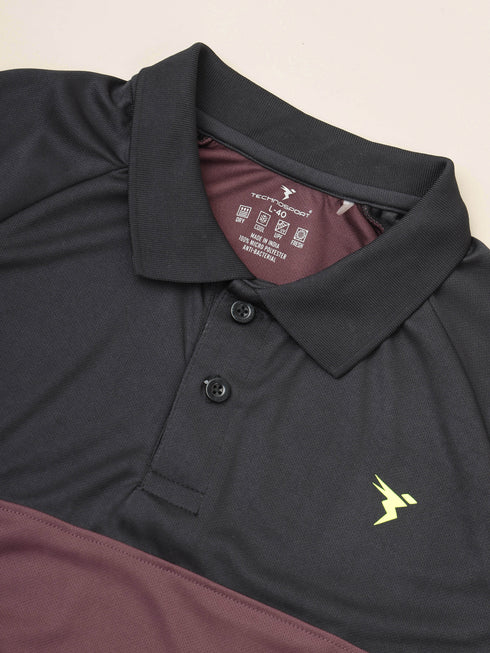 Men Colorblock Slim Fit Polo T-shirt with TECHNO COOL+