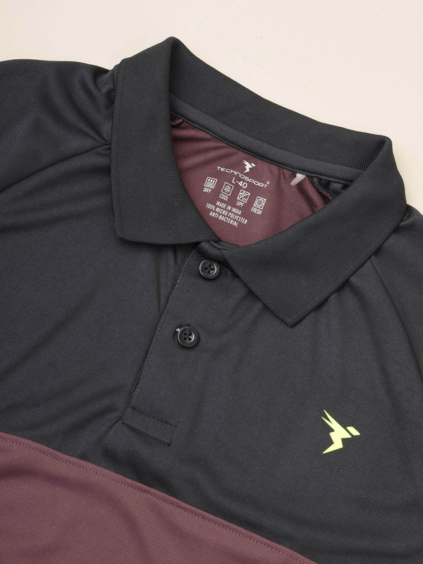 Men Colorblock Slim Fit Polo T-shirt with TECHNO COOL+