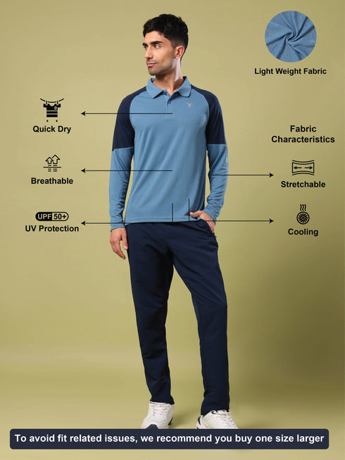 Men Colorblock Slim Fit Polo T-shirt with TECHNO COOL+