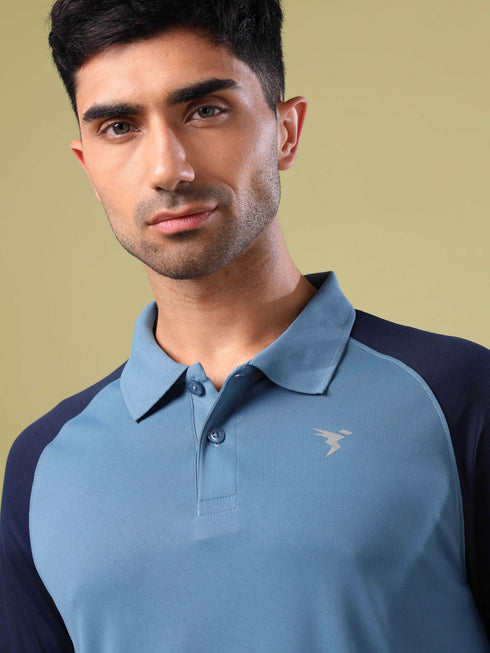 Men Colorblock Slim Fit Polo T-shirt with TECHNO COOL+