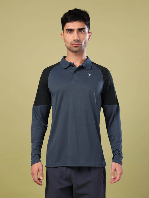 Men Colorblock Slim Fit Polo T-shirt with TECHNO COOL+