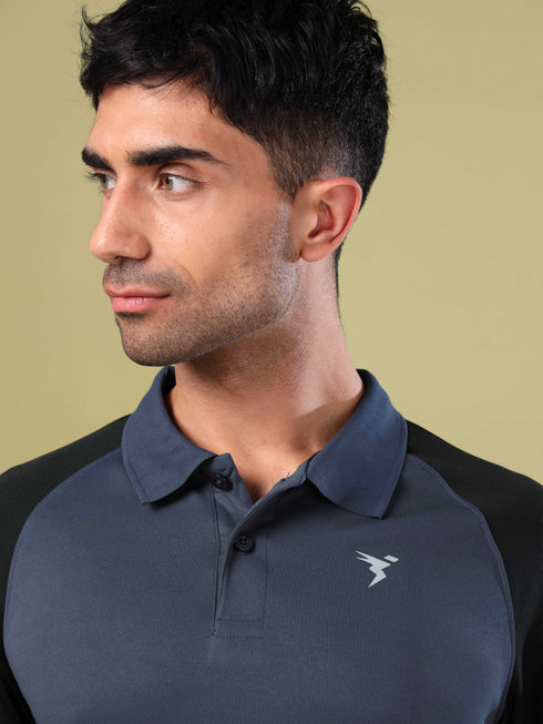 Men Colorblock Slim Fit Polo T-shirt with TECHNO COOL+