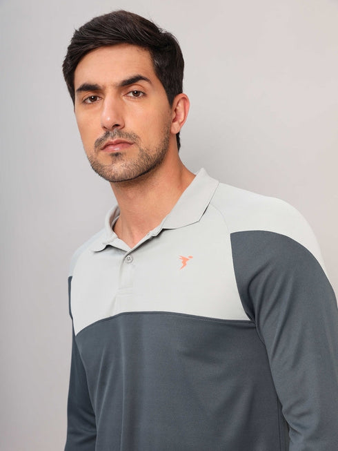 Men Colorblock Slim Fit Polo T-shirt with TECHNO COOL+