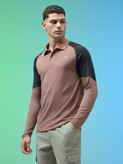 Men Colorblock Slim Fit Polo T-shirt with TECHNO COOL+