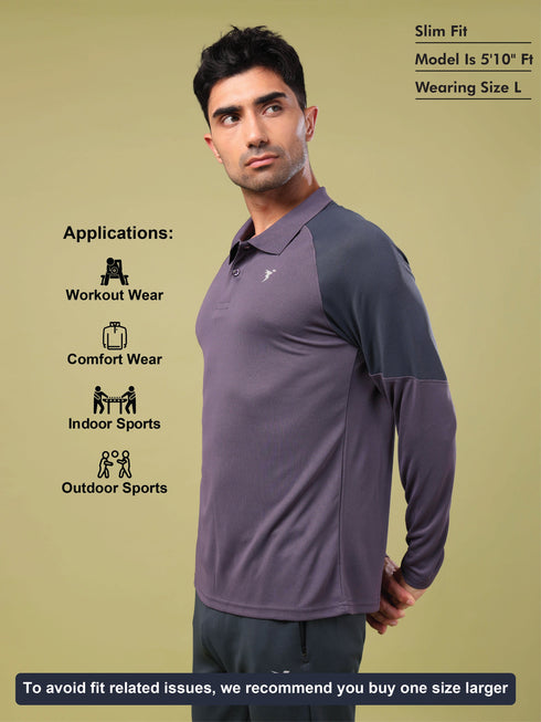Men Colorblock Slim Fit Polo T-shirt with TECHNO COOL+