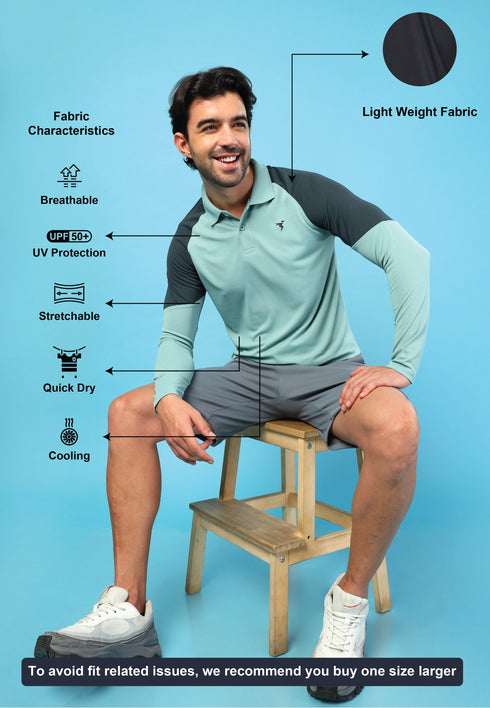 Men Colorblock Slim Fit Polo T-shirt with TECHNO COOL+