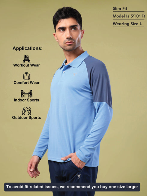 Men Colorblock Slim Fit Polo T-shirt with TECHNO COOL+
