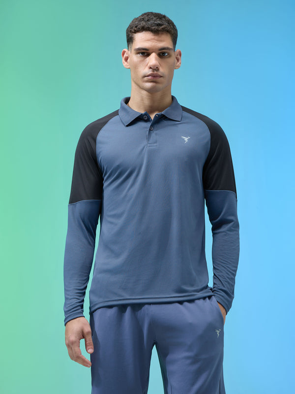 Men Colorblock Slim Fit Polo T-shirt with TECHNO COOL+