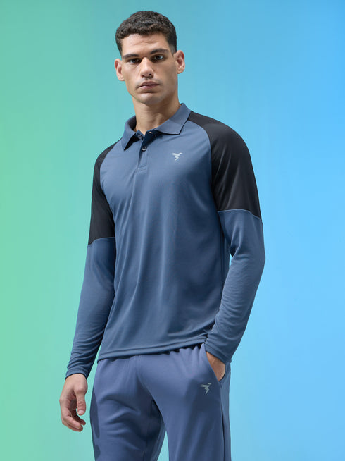Men Colorblock Slim Fit Polo T-shirt with TECHNO COOL+