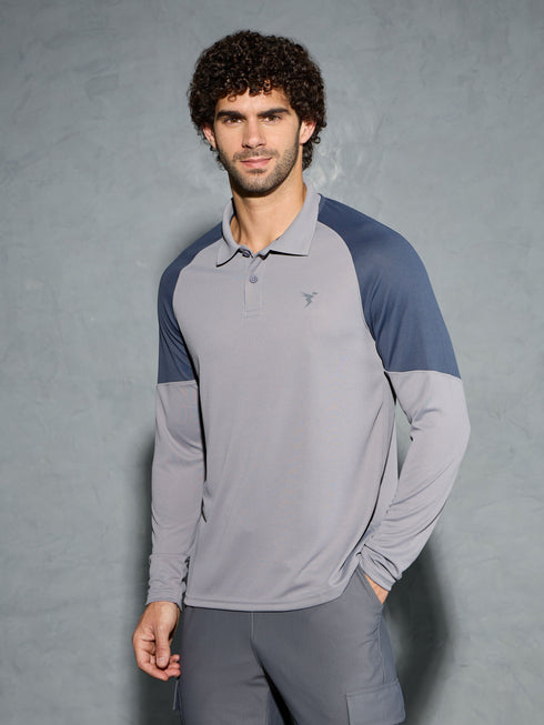 Men Colorblock Slim Fit Polo T-shirt with TECHNO COOL+