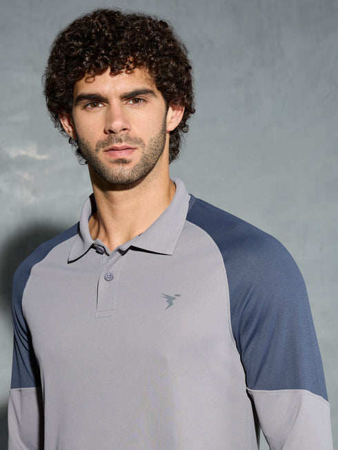 Men Colorblock Slim Fit Polo T-shirt with TECHNO COOL+