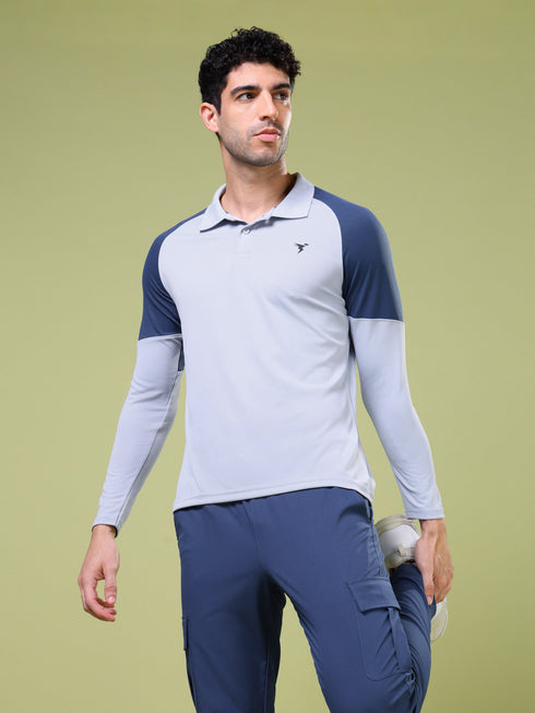 Men Colorblock Slim Fit Polo T-shirt with TECHNO COOL+