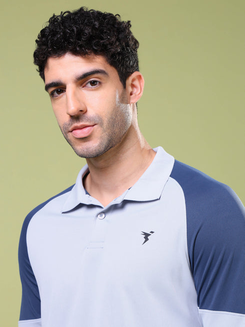 Men Colorblock Slim Fit Polo T-shirt with TECHNO COOL+