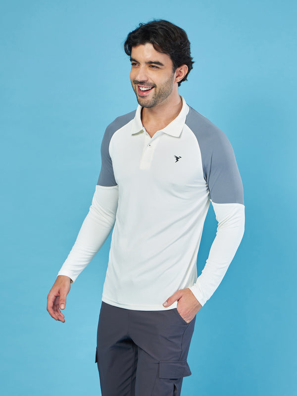 Men Colorblock Slim Fit Polo T-shirt with TECHNO COOL+