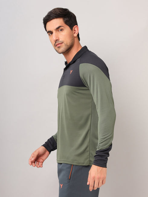 Men Colorblock Slim Fit Polo T-shirt with TECHNO COOL+