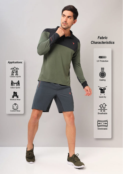 Men Colorblock Slim Fit Polo T-shirt with TECHNO COOL+