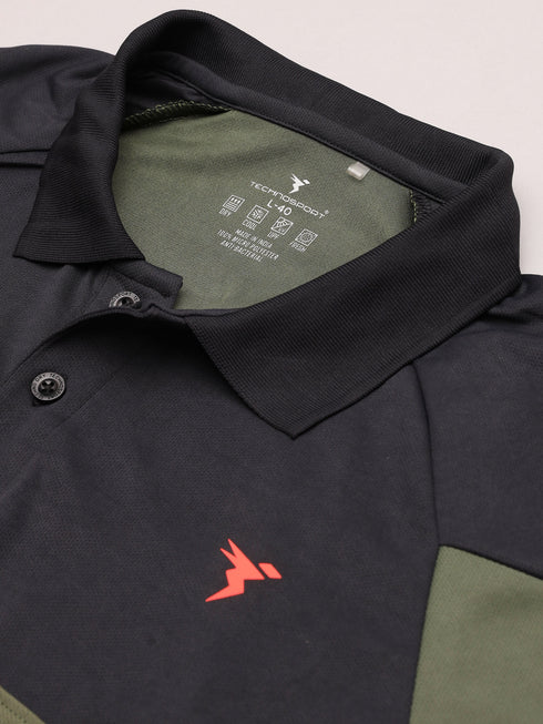 Men Colorblock Slim Fit Polo T-shirt with TECHNO COOL+
