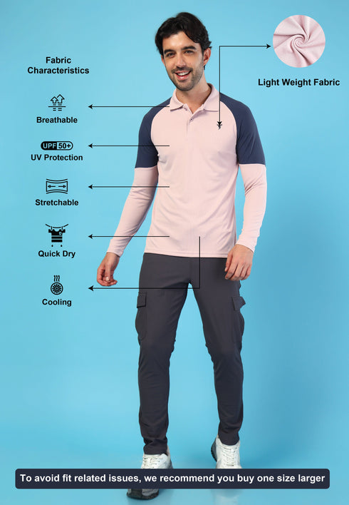 Men Colorblock Slim Fit Polo T-shirt with TECHNO COOL+