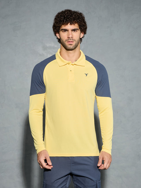 Men Colorblock Slim Fit Polo T-shirt with TECHNO COOL+