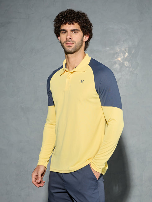 Men Colorblock Slim Fit Polo T-shirt with TECHNO COOL+
