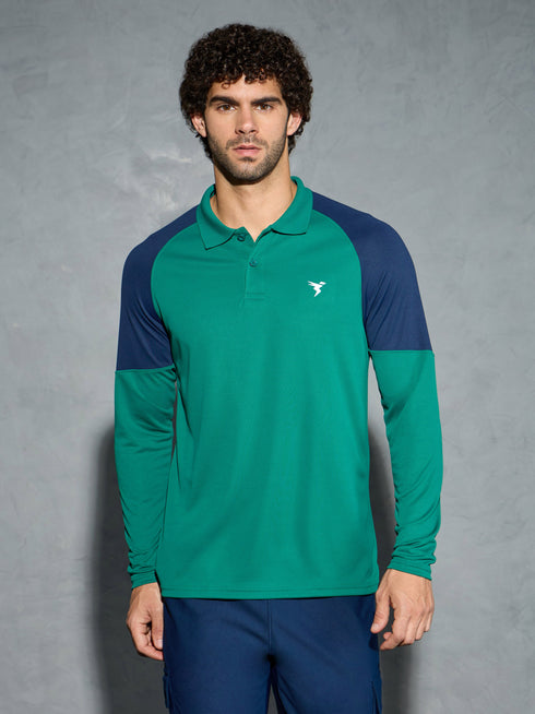 Men Colorblock Slim Fit Polo T-shirt with TECHNO COOL+
