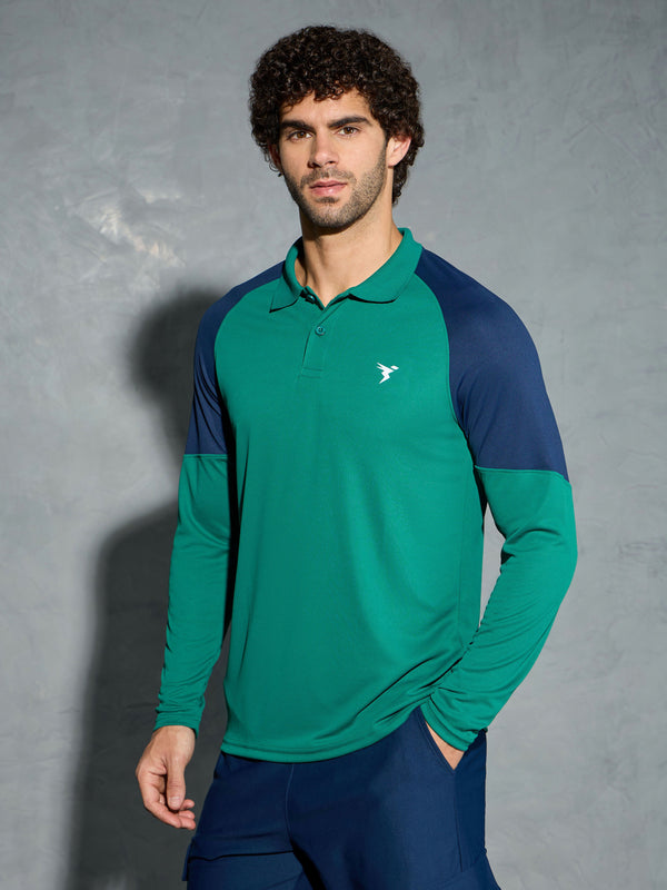 Men Colorblock Slim Fit Polo T-shirt with TECHNO COOL+