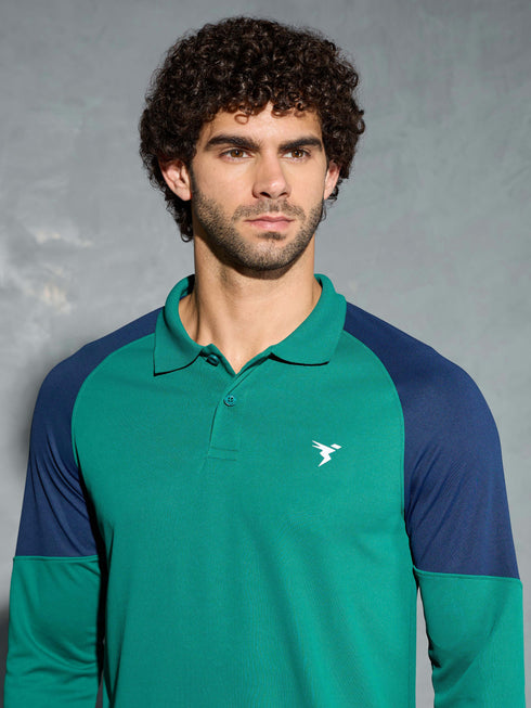 Men Colorblock Slim Fit Polo T-shirt with TECHNO COOL+