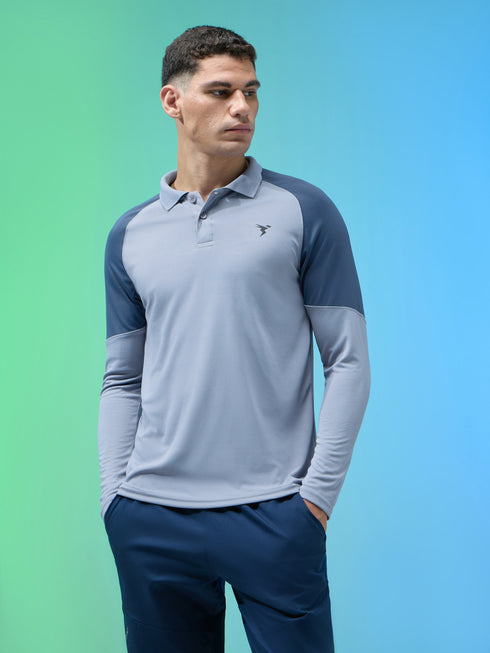 Men Colorblock Slim Fit Polo T-shirt with TECHNO COOL+