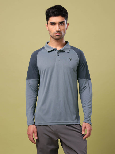 Men Colorblock Slim Fit Polo T-shirt with TECHNO COOL+