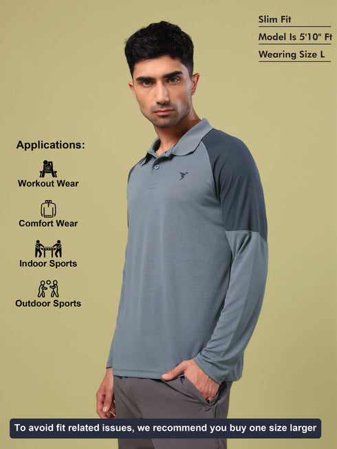 Men Colorblock Slim Fit Polo T-shirt with TECHNO COOL+