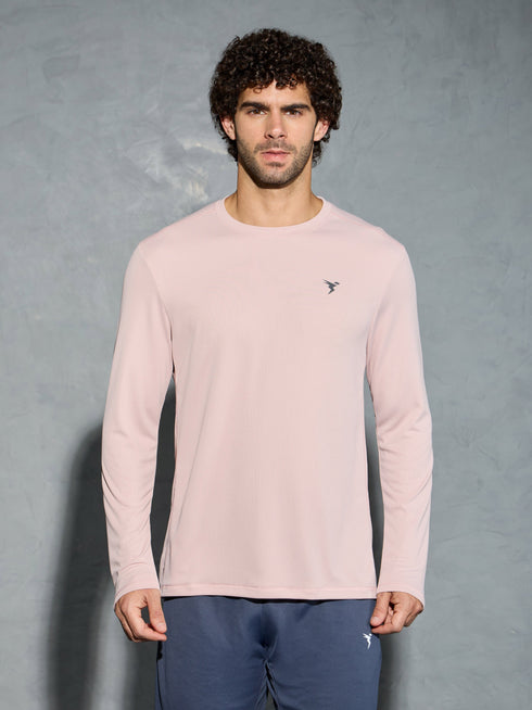 Men Solid Slim Fit Crew Neck T-shirt with TECHNO COOL+