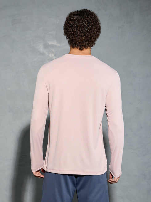 Men Solid Slim Fit Crew Neck T-shirt with TECHNO COOL+