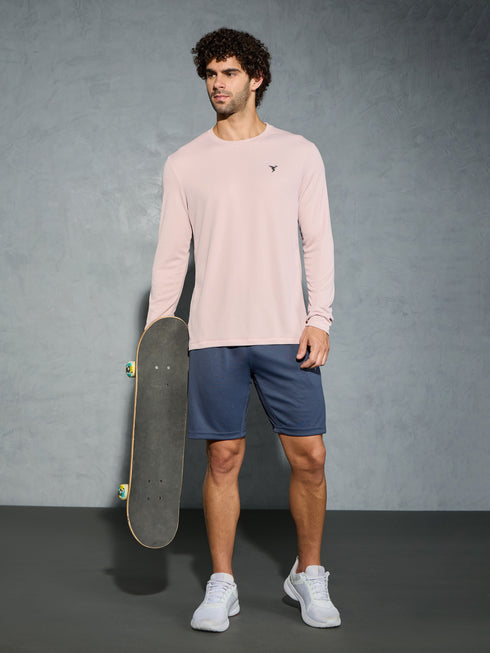 Men Solid Slim Fit Crew Neck T-shirt with TECHNO COOL+