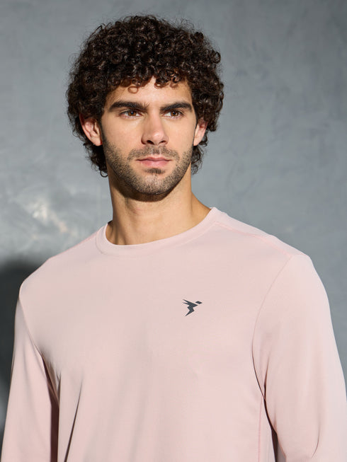 Men Solid Slim Fit Crew Neck T-shirt with TECHNO COOL+
