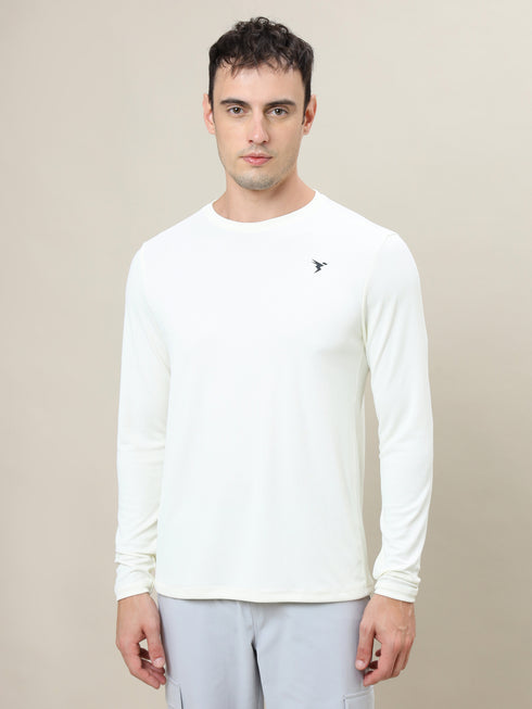 Men Solid Slim Fit Crew Neck T-shirt with TECHNO COOL+