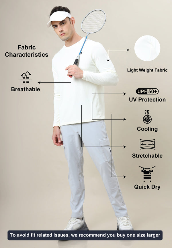 Men Solid Slim Fit Crew Neck T-shirt with TECHNO COOL+